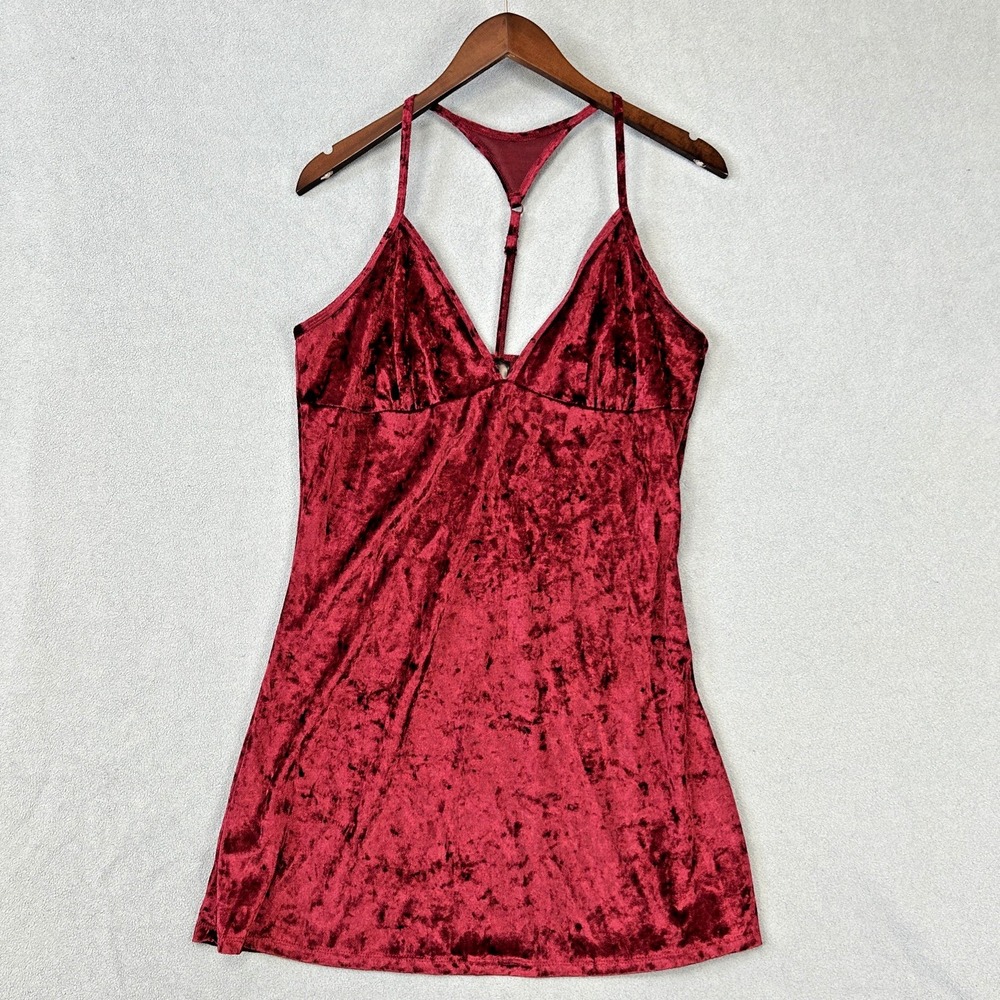 Fredericks Of Hollywood Womens Crushed Velvet Babydoll Dress Size XL Red Marilyn